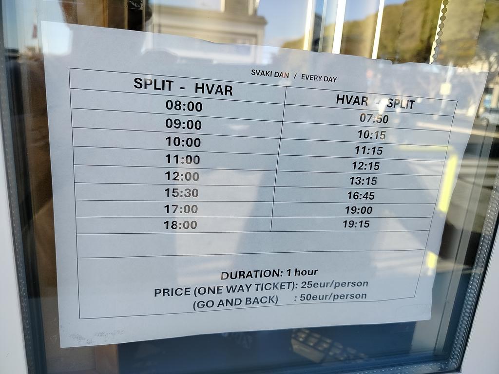 Horarios Catamaran Split